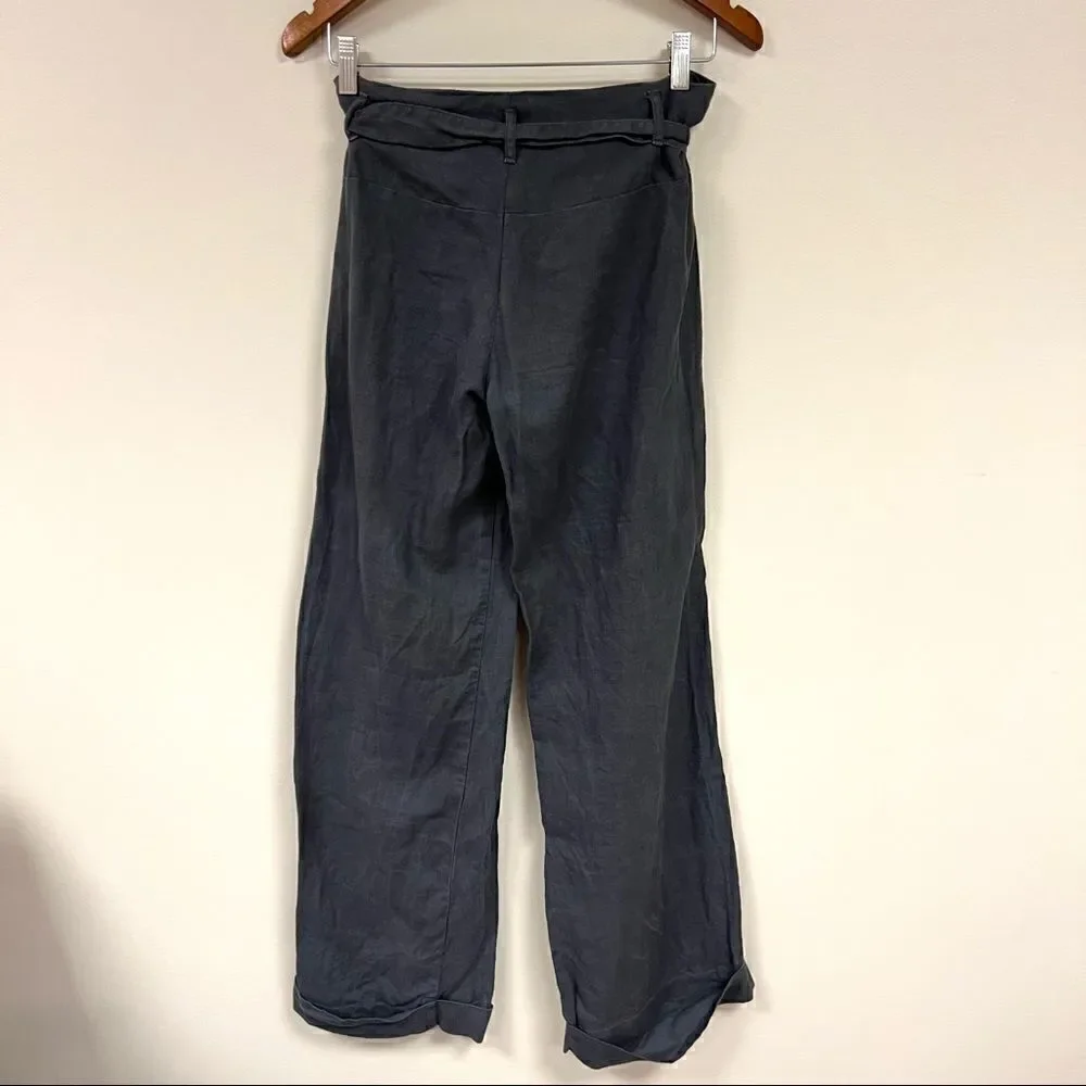 👠Banana Republic wide leg grey linen pants.  Size 2